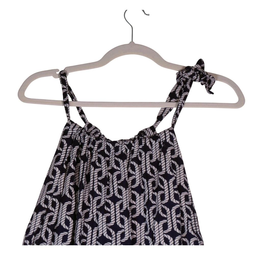 Escapada Dress Womens L Blue Geometric Rope Print Sleeveless Sundress Nautical - Picture 3 of 11